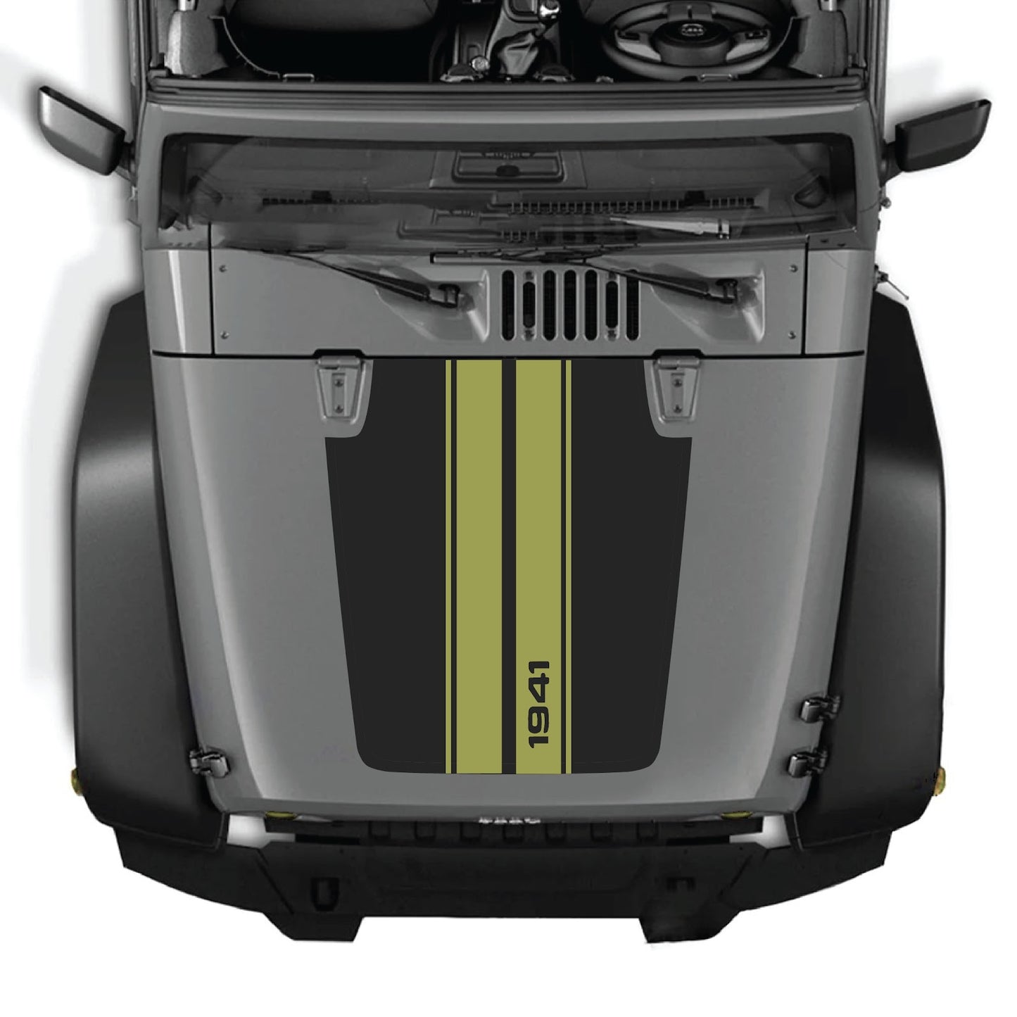 CarCode hood decal for Jeep Wrangler JK/JKU 2007-2018, style #01, black graphic graphic sticker on vehicle hood.
