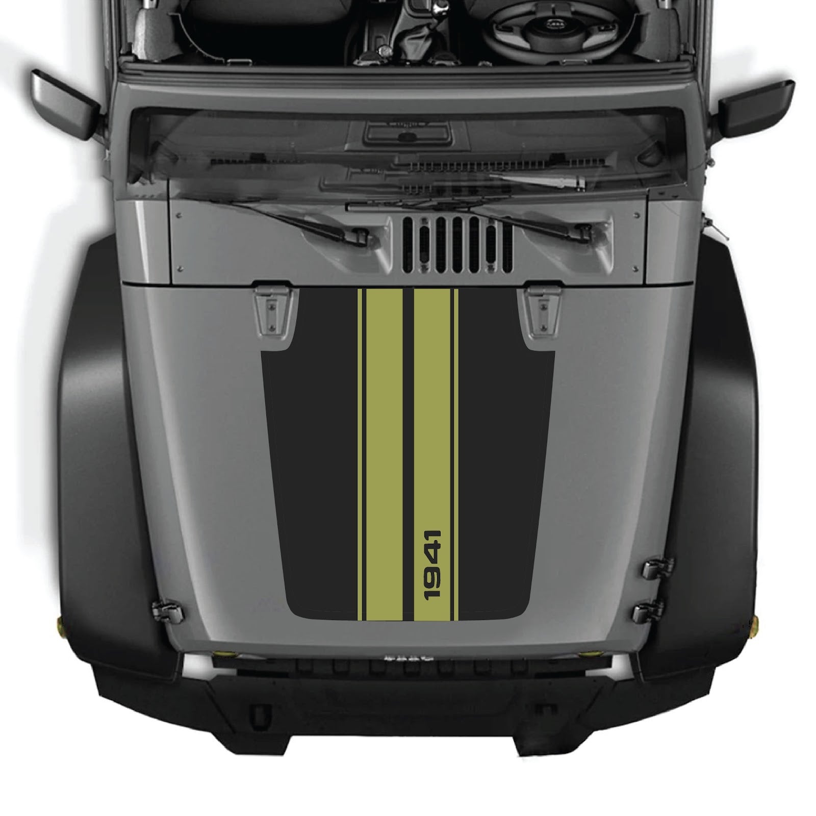 CarCode hood decal for Jeep Wrangler JK/JKU 2007-2018, style #01, black graphic graphic sticker on vehicle hood.