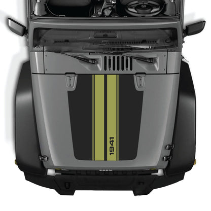 CarCode hood decal for Jeep Wrangler JK/JKU 2007-2018, style #01, black graphic graphic sticker on vehicle hood.