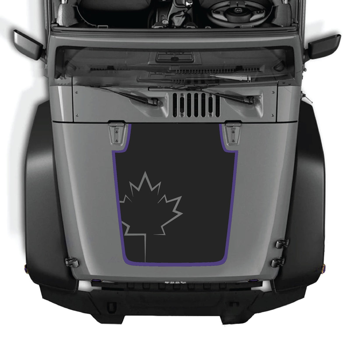 CarCode hood decal for Jeep Wrangler JK/JKU 2007-2018, Style #71, black graphic design on vehicle hood