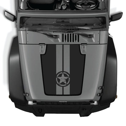 CarCode hood decal for Jeep Wrangler JK/JKU 2007-2018, style #88, shown applied on vehicle hood with bold design.