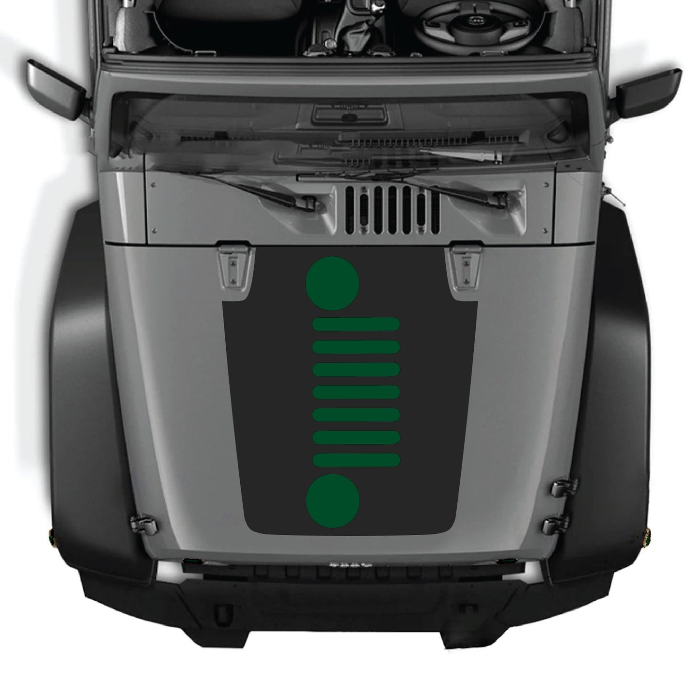 Jeep Wrangler JK/JKU hood decal by CarCode, style #51, black and white graphic design on the vehicle's hood.