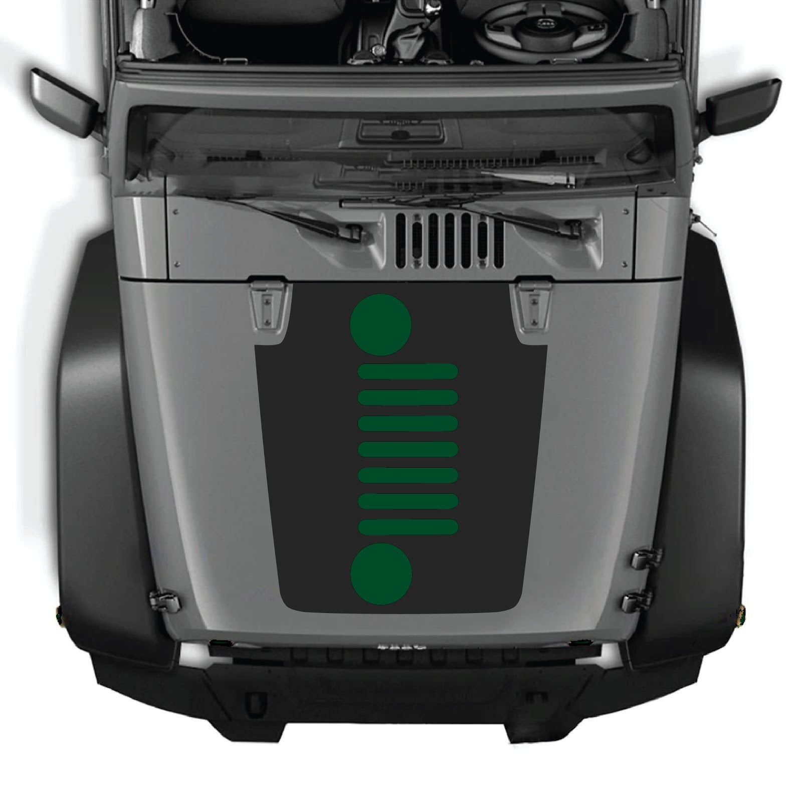 Jeep Wrangler JK/JKU hood decal by CarCode, style #51, black and white graphic design on the vehicle's hood.