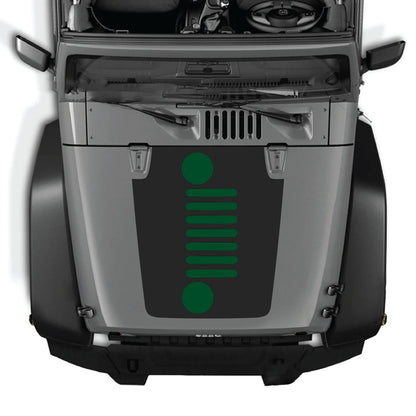 Jeep Wrangler JK/JKU hood decal by CarCode, style #51, black and white graphic design on the vehicle's hood.