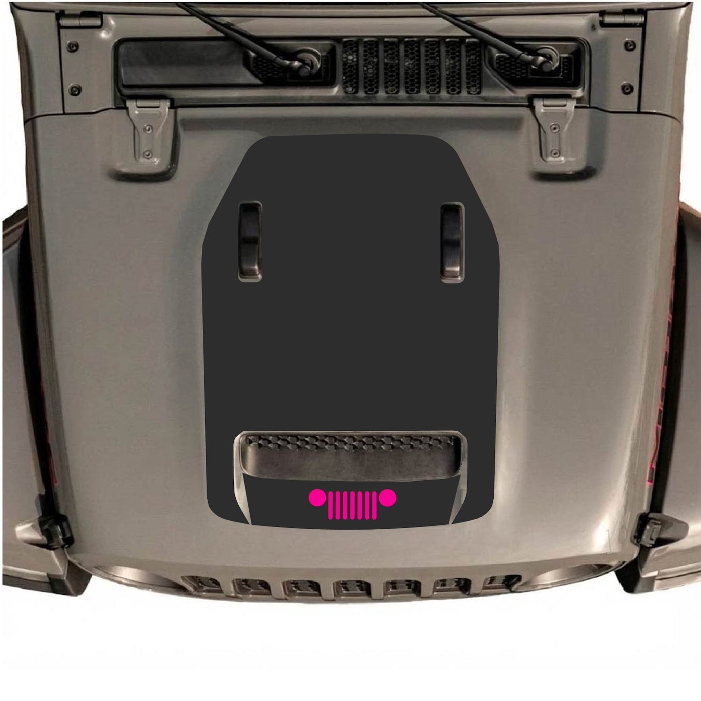 CarCode hood decal for Jeep Wrangler JL/JLU Rubicon 392 and JT Gladiator Mojave, style #62, shown on vehicle hood.