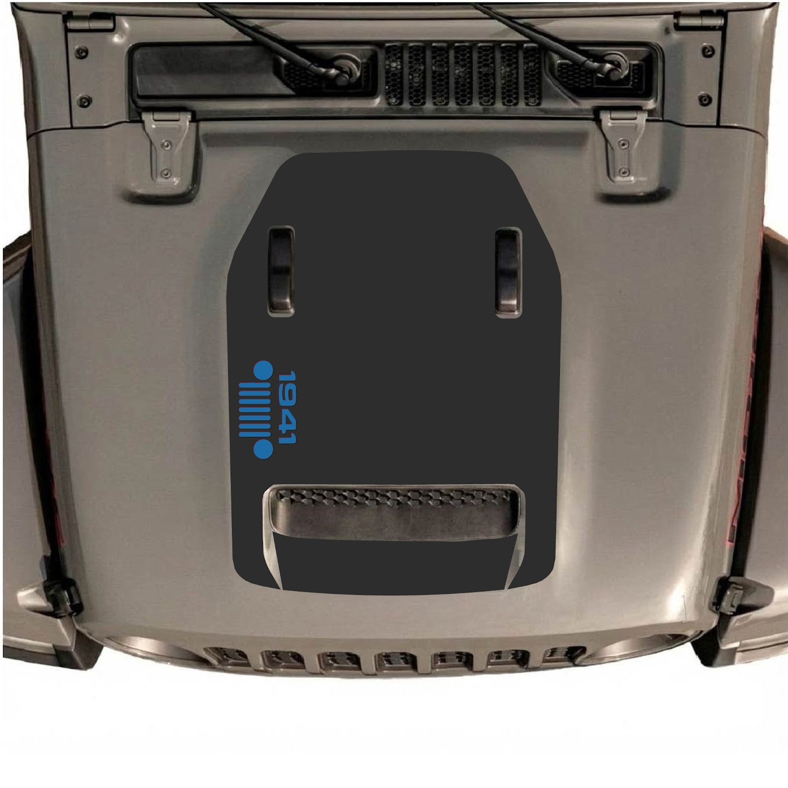 CarCode hood decal for Jeep Wrangler JL/JLU Rubicon 392 and JT Gladiator Mojave 2020-2026, style #52, shown on vehicle hood.