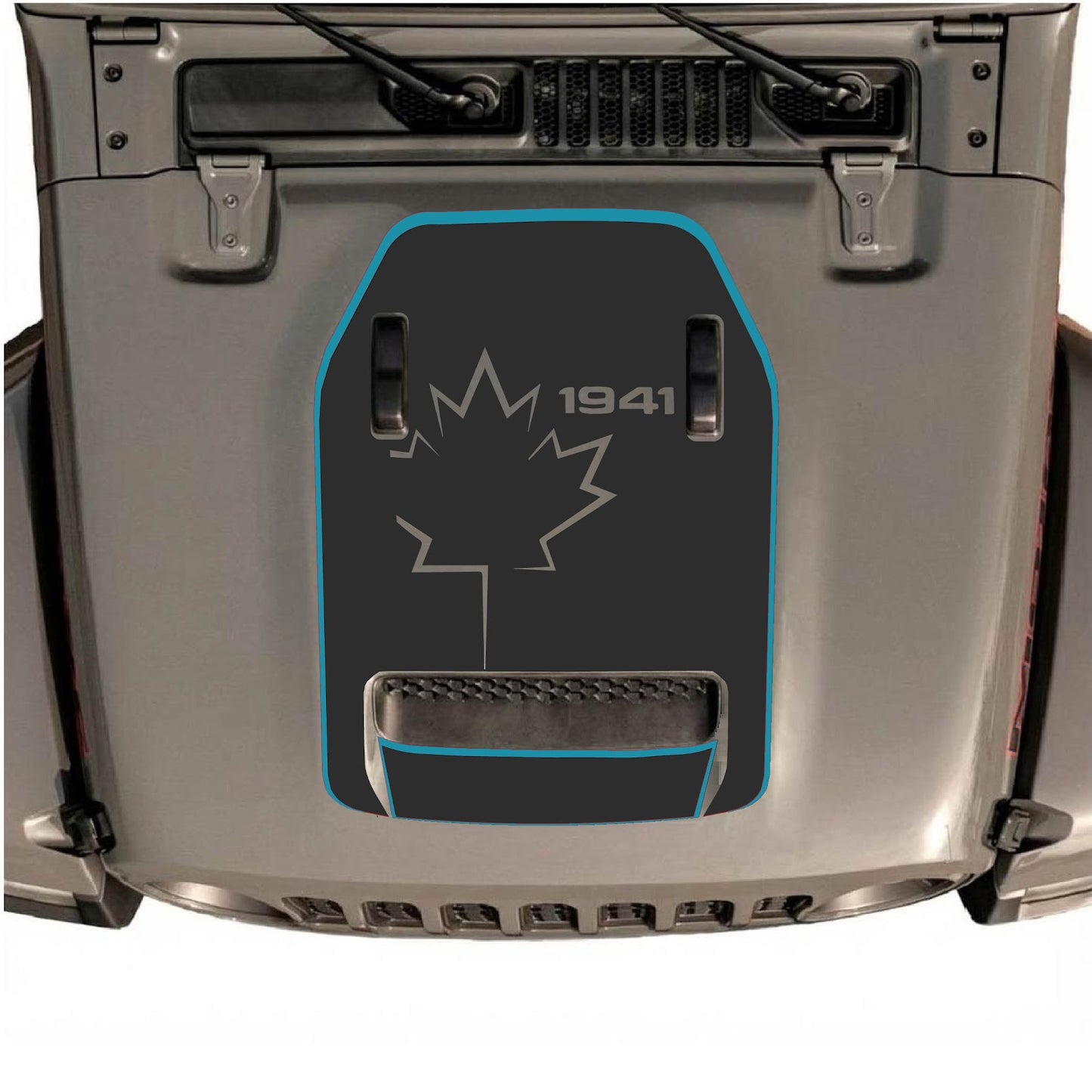 CarCode hood decal for Jeep Wrangler JL/JLU Rubicon 392 and JT Gladiator Mojave 2020-2026, stylish vehicle graphic design.