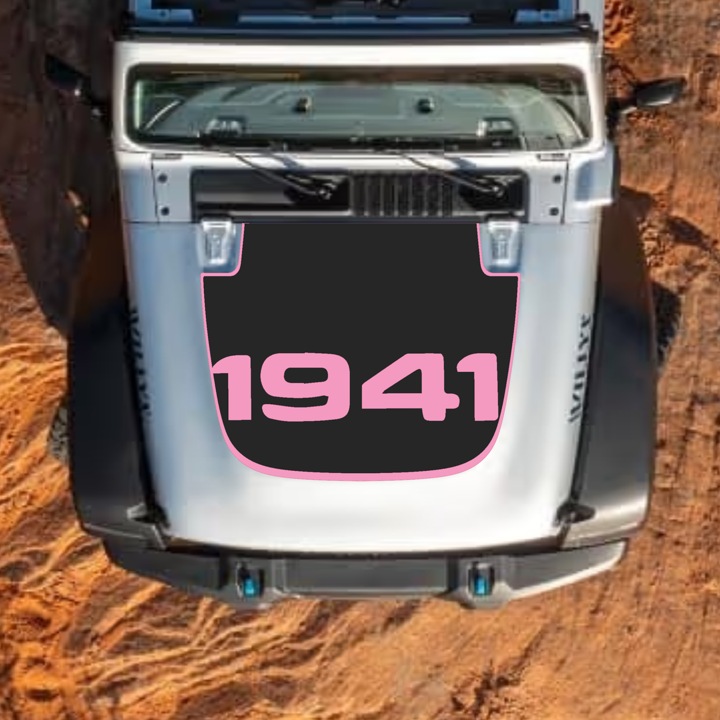 CarCode hood decal for Jeep Wrangler JL and Gladiator JT, stylish #55 design on standard hood, 2018+ model compatible