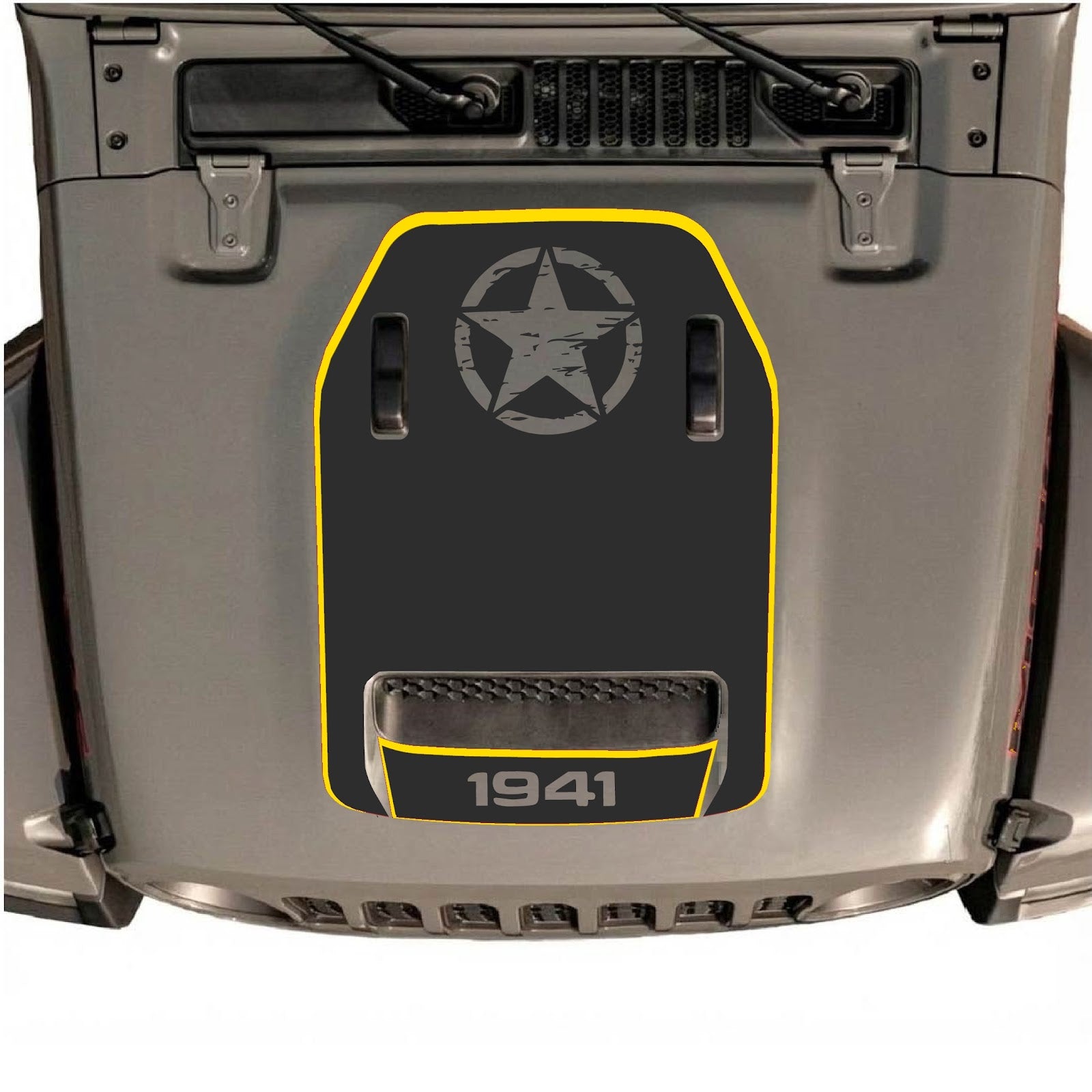 CarCode hood decal for Jeep Wrangler JL/JLU Rubicon 392 and Gladiator Mojave, stylish design in style #88 on vehicle hood