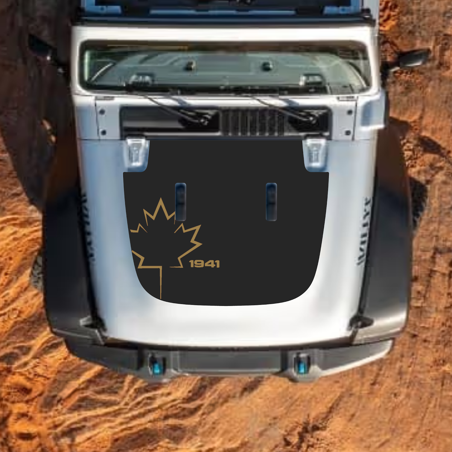 CarCode Jeep Wrangler JL and Gladiator JT hood decal, stylish #14 design on standard hood for 2018+ models, matte black finish