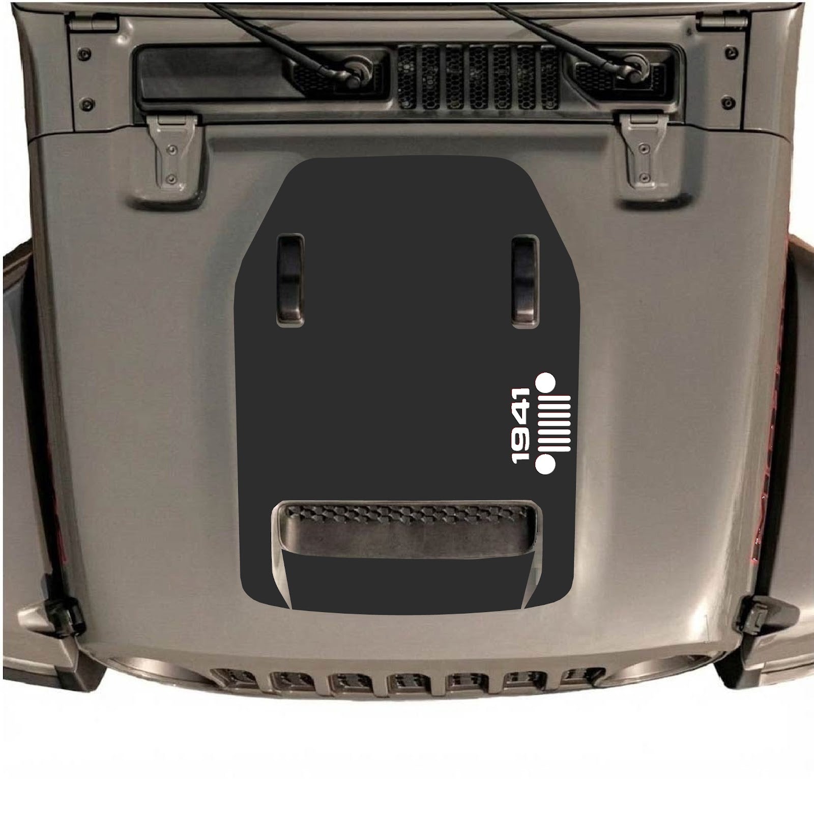 CarCode hood decal for Jeep Wrangler JL/JLU Rubicon 392 and JT Gladiator Mojave, style #56, shown on vehicle hood.