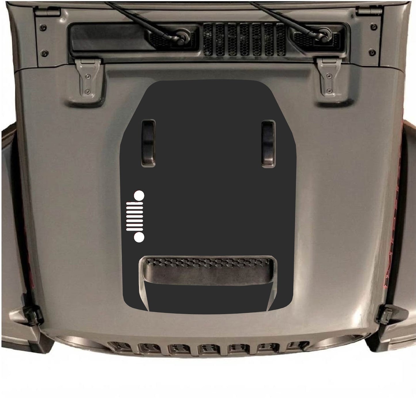 CarCode hood decal for Jeep Wrangler JL/JLU Rubicon 392 and JT Gladiator Mojave 2020-2026, style #54, shown on vehicle hood.