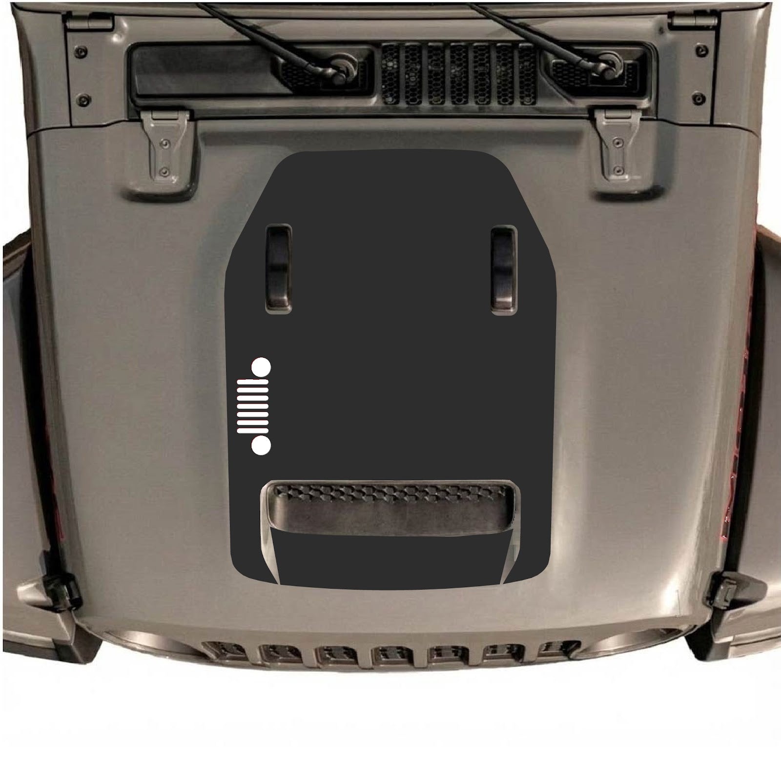 CarCode hood decal for Jeep Wrangler JL/JLU Rubicon 392 and JT Gladiator Mojave 2020-2026, style #54, shown on vehicle hood.
