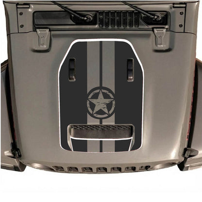CarCode hood decal for Jeep Wrangler JL/JLU Rubicon 392 and JT Gladiator Mojave 2020-2026, style #73, shown on vehicle hood