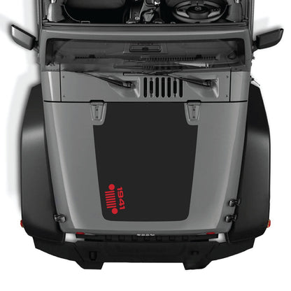 Jeep Wrangler JK/JKU hood decal by CarCode, style #57, featuring bold black graphic design on vehicle hood.