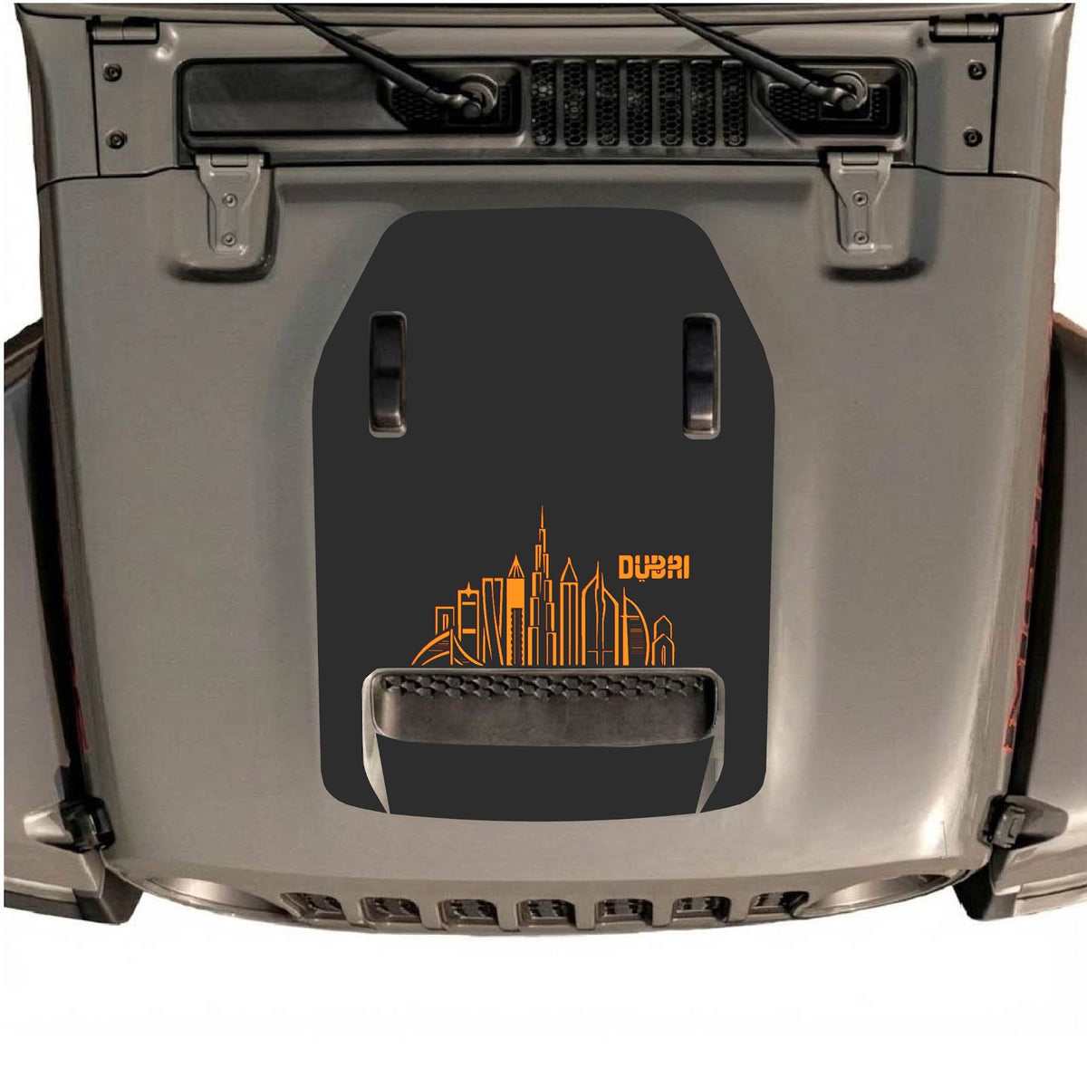 Autocollant de capot CarCode pour Jeep Wrangler JL/JLU Rubicon 392 et JT Gladiator Mojave, design élégant n° 14 sur le capot du véhicule.