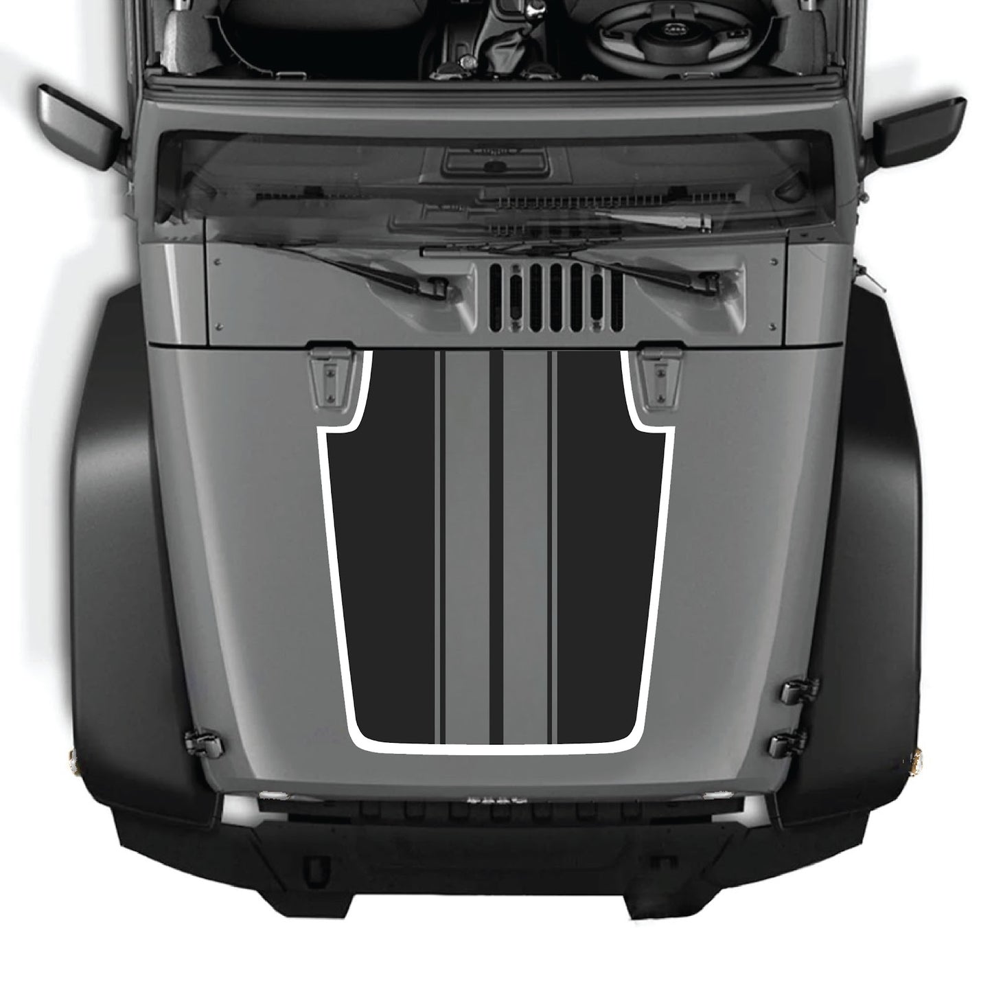 CarCode hood decal for Jeep Wrangler JK/JKU 2007-2018, style #89, featuring bold graphic design on the vehicle's hood.