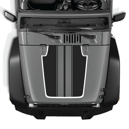 CarCode hood decal for Jeep Wrangler JK/JKU 2007-2018, style #89, featuring bold graphic design on the vehicle's hood.