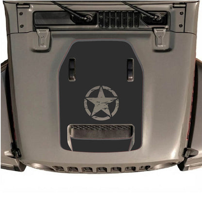 CarCode hood decal for Jeep Wrangler JL/JLU Rubicon 392 and JT Gladiator Mojave, style #91, showing the black decal design on hood
