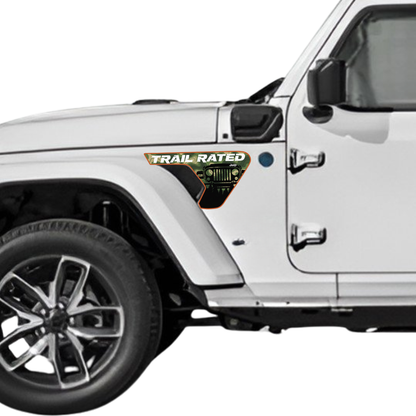 CARCODE Fender Insert Decal/Sticker - Trail Rated Graphic Kit - For Jeep Wrangler/Gladiator JL/JLU/JT 2018+ - Premium Vinyl