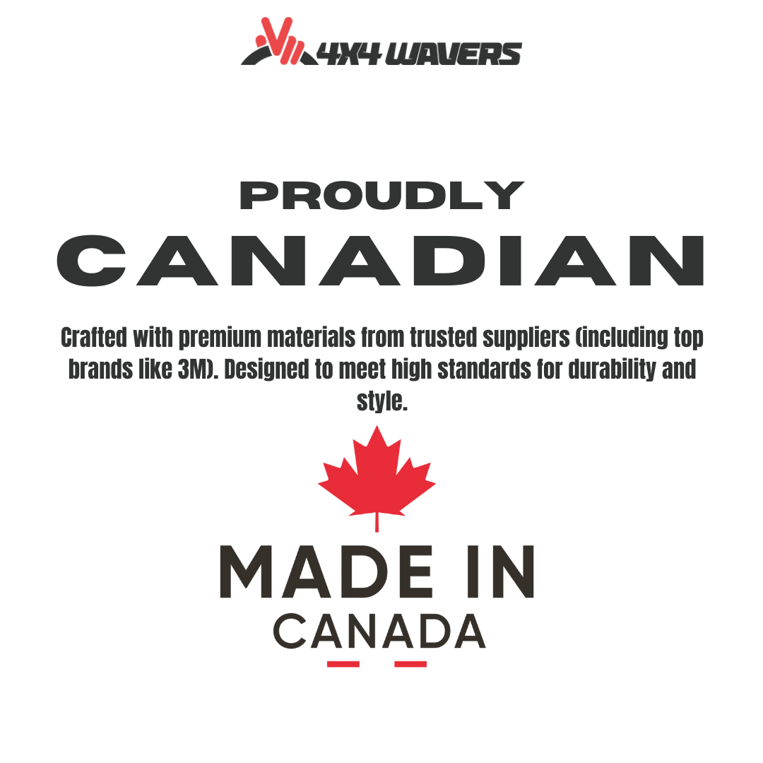 Kit d'autocollants 4x4wavers pour capot et côtés WRANGLER – Autocollants en vinyle compatibles avec les modèles Jeep Wrangler – 2 autocollants – Fabriqué au Canada
