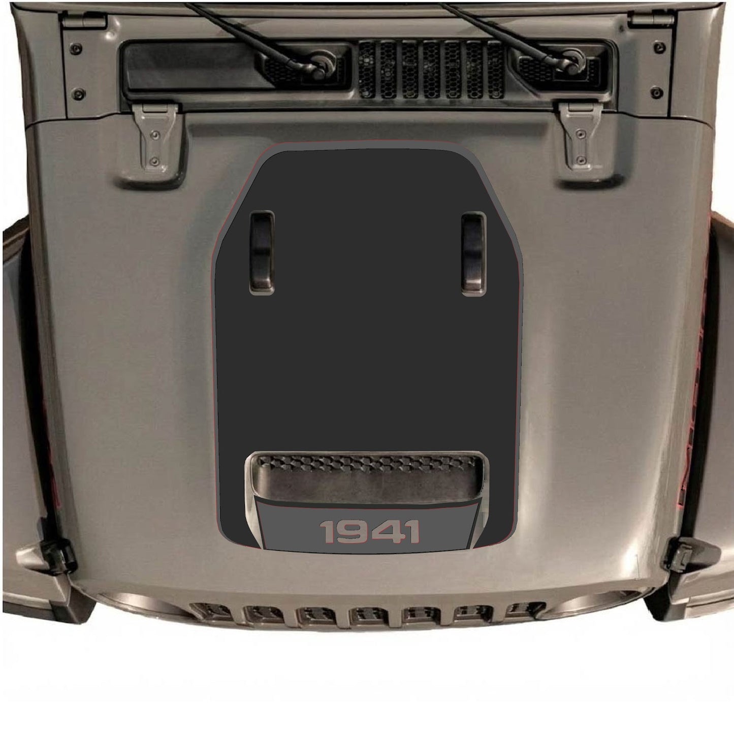 CarCode hood decal for Jeep Wrangler JL/JLU Rubicon 392 and JT Gladiator Mojave, stylish decal design on vehicle hood.