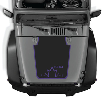 Jeep Wrangler JK/JKU hood decal by CarCode, style #20, black graphic design on vehicle hood for 2007-2018 models