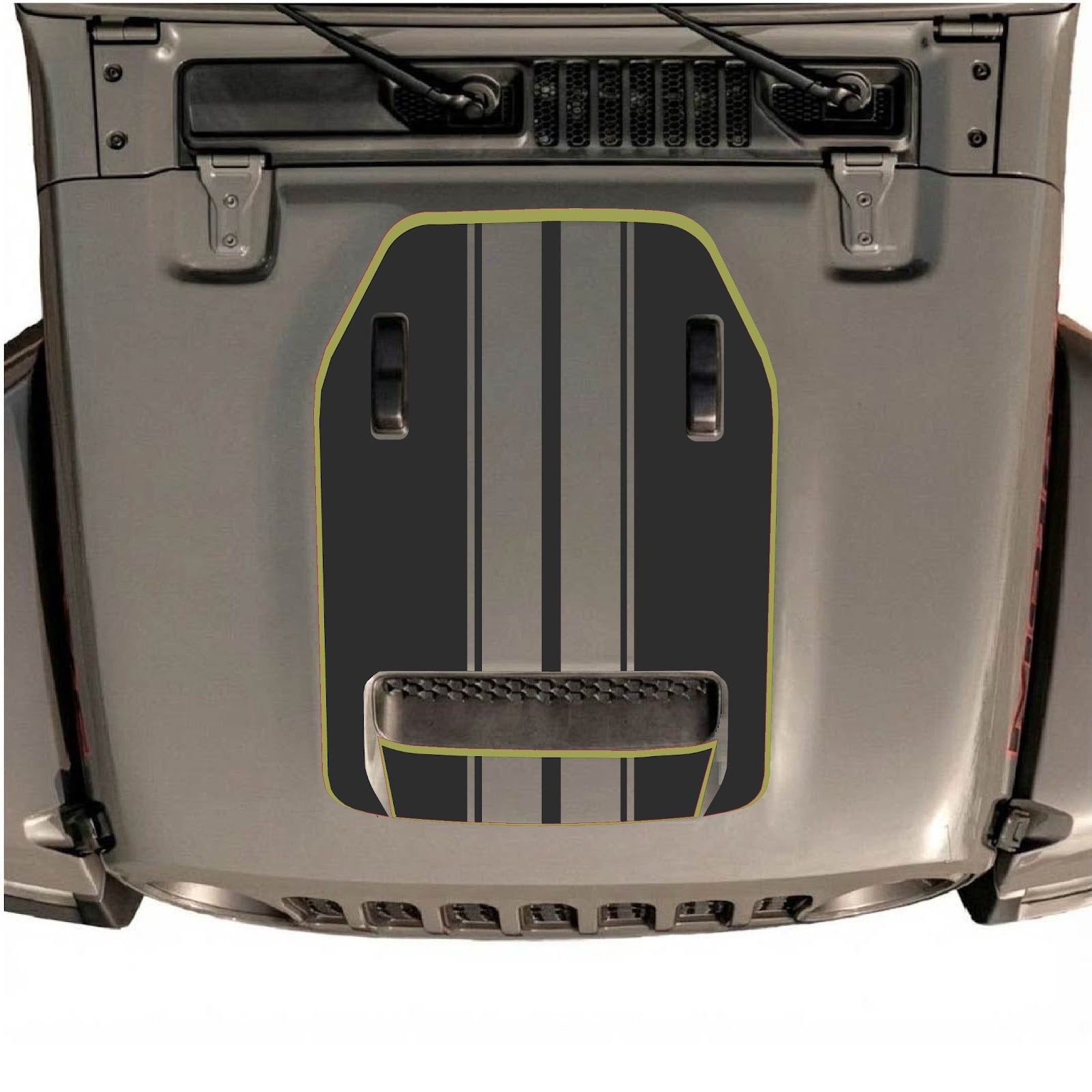 CarCode hood decal for Jeep Wrangler JL/JLU Rubicon 392 and JT Gladiator Mojave 2020-2026, stylish graphic design on vehicle hood