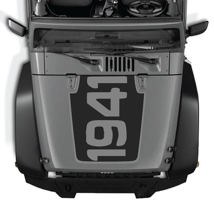 Jeep Wrangler JK/JKU hood decal by CarCode, style #49, black and white graphic design on vehicle hood.