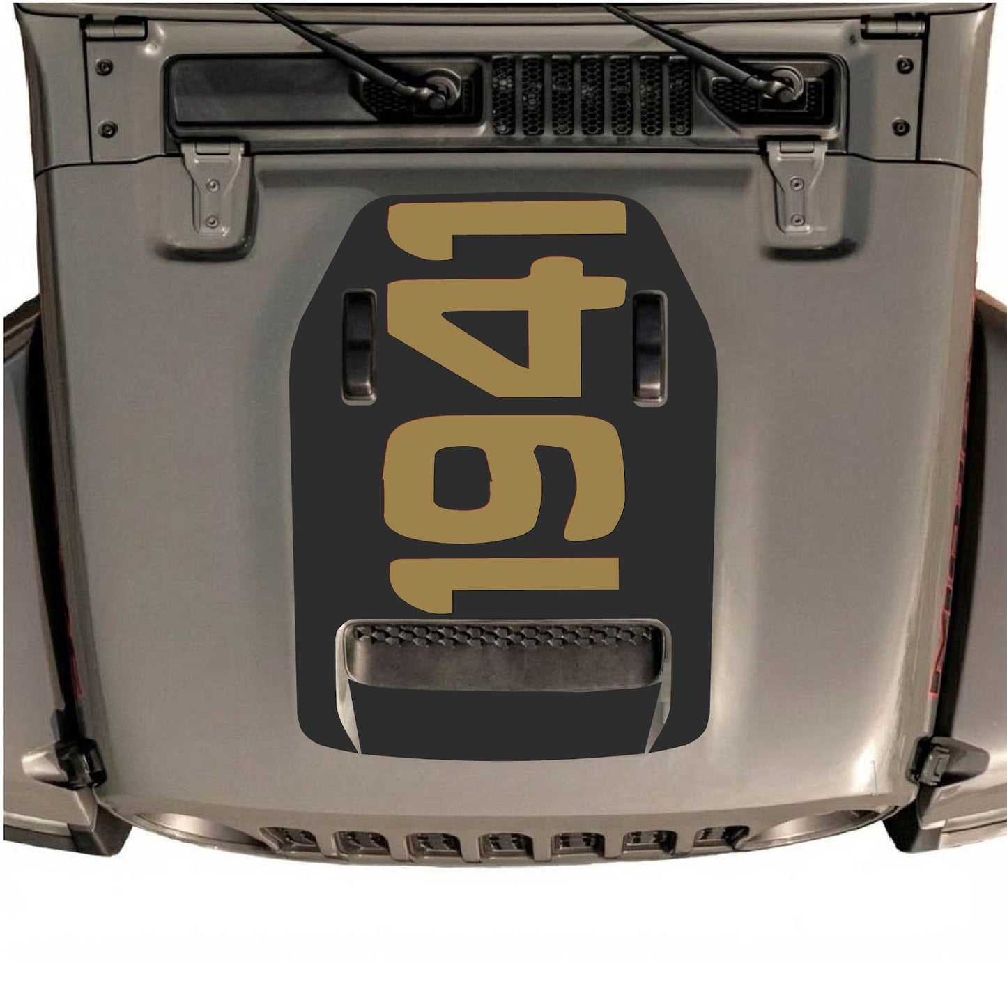 CarCode hood decal for Jeep Wrangler JL/JLU Rubicon 392 and Gladiator Mojave, style #02, featuring bold design on vehicle hood.