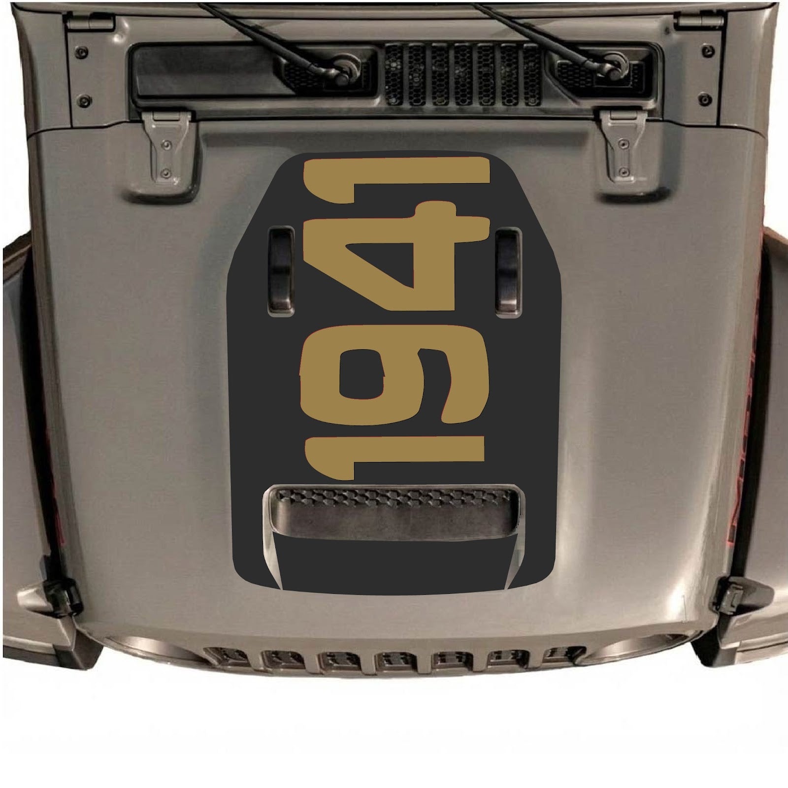 CarCode hood decal for Jeep Wrangler JL/JLU Rubicon 392 and Gladiator Mojave, style #02, featuring bold design on vehicle hood.