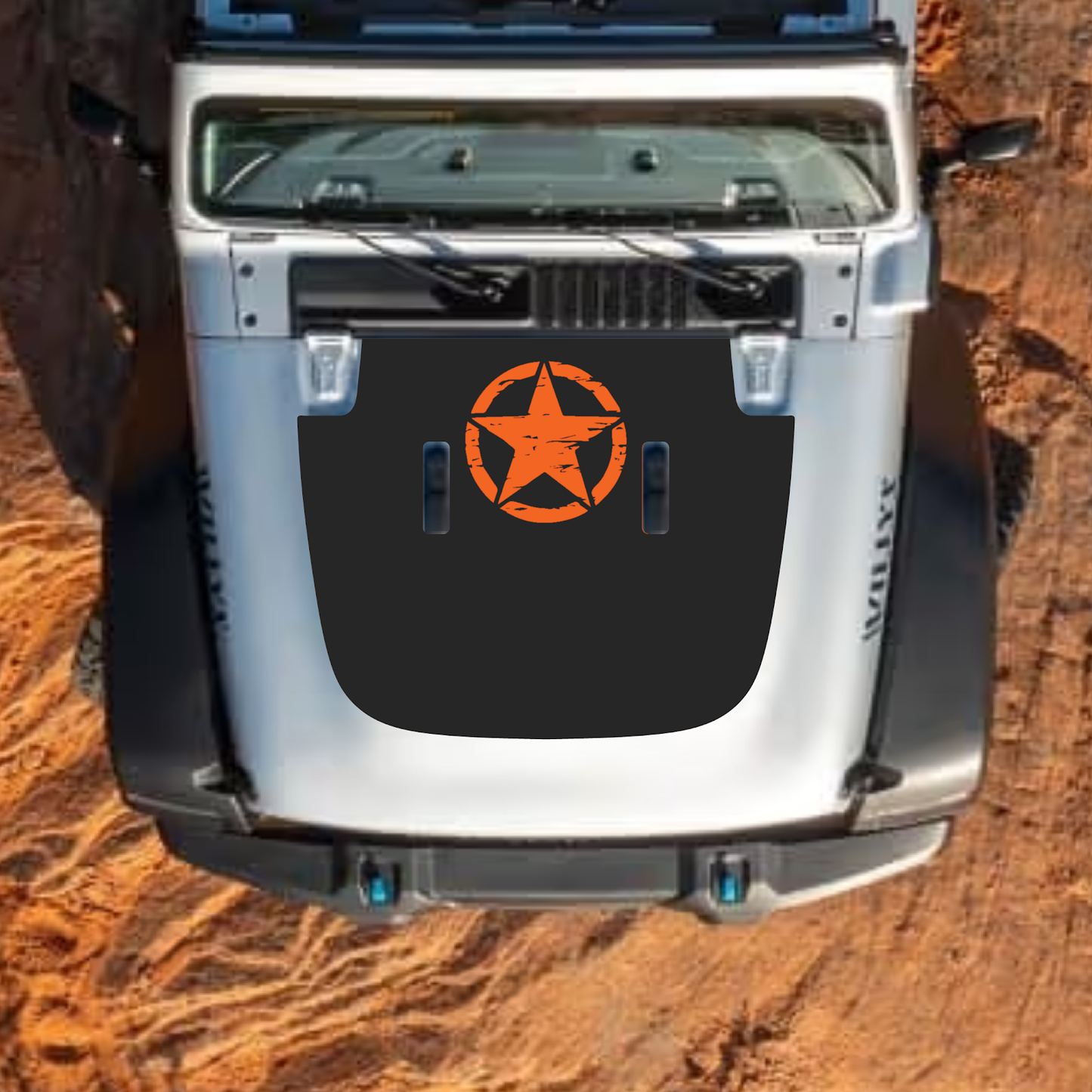 CarCode Jeep Wrangler JL and Gladiator JT hood decal, stylish #51 design for 2018+ models, enhances vehicle's look.