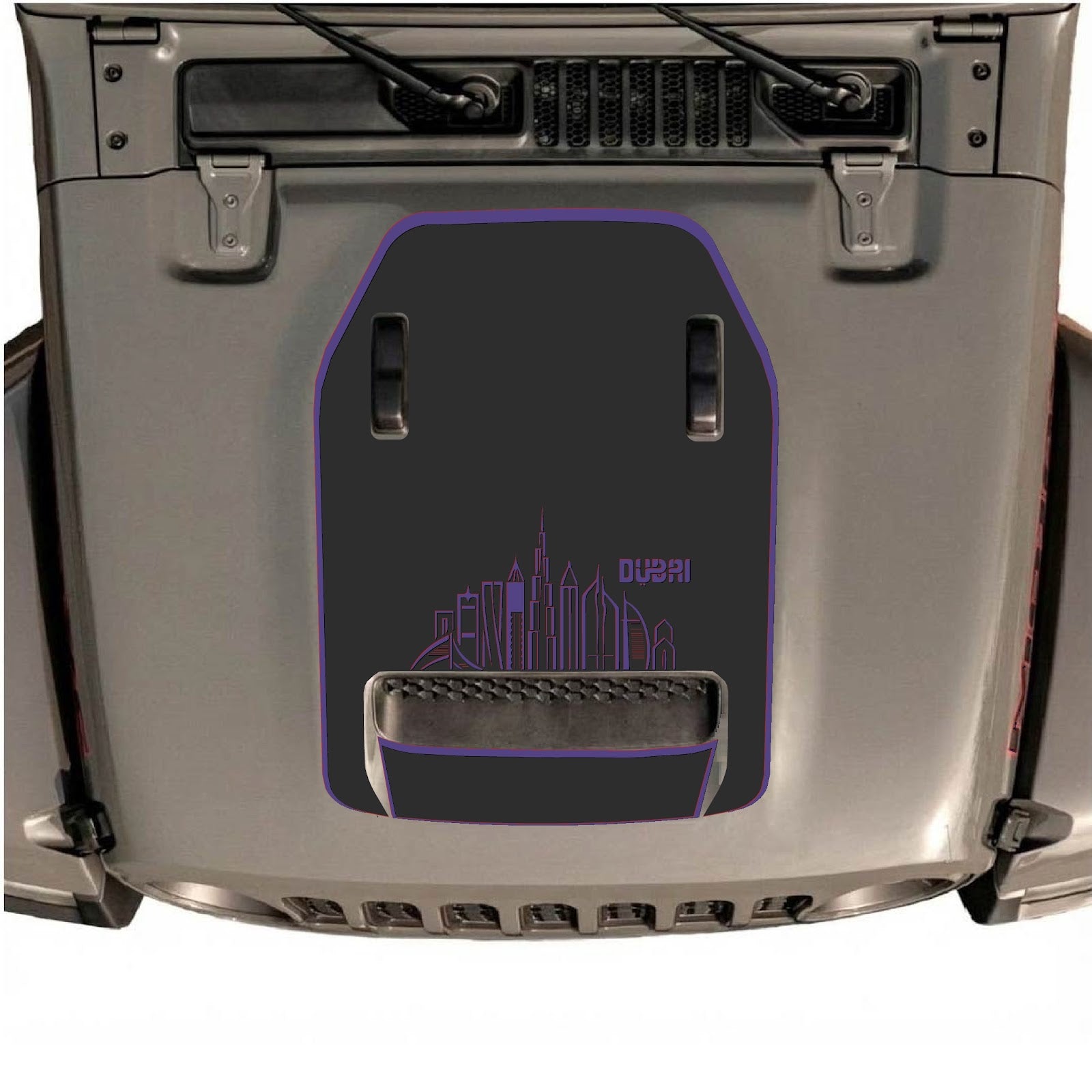 CarCode hood decal for Jeep Wrangler JL/JLU Rubicon 392 and JT Gladiator Mojave, style #13, shown on vehicle's hood.