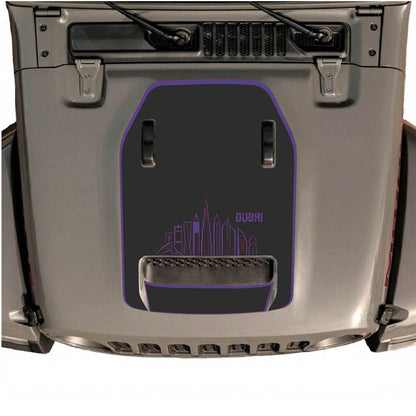 CarCode hood decal for Jeep Wrangler JL/JLU Rubicon 392 and JT Gladiator Mojave, style #13, shown on vehicle's hood.