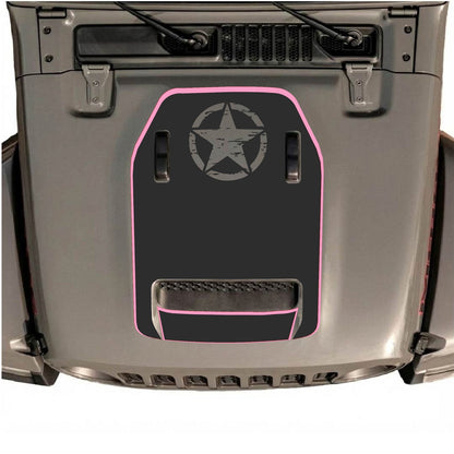CarCode hood decal for Jeep Wrangler JL/JLU Rubicon 392 and JT Gladiator Mojave 2020-2026, style #89, shown on vehicle hood.