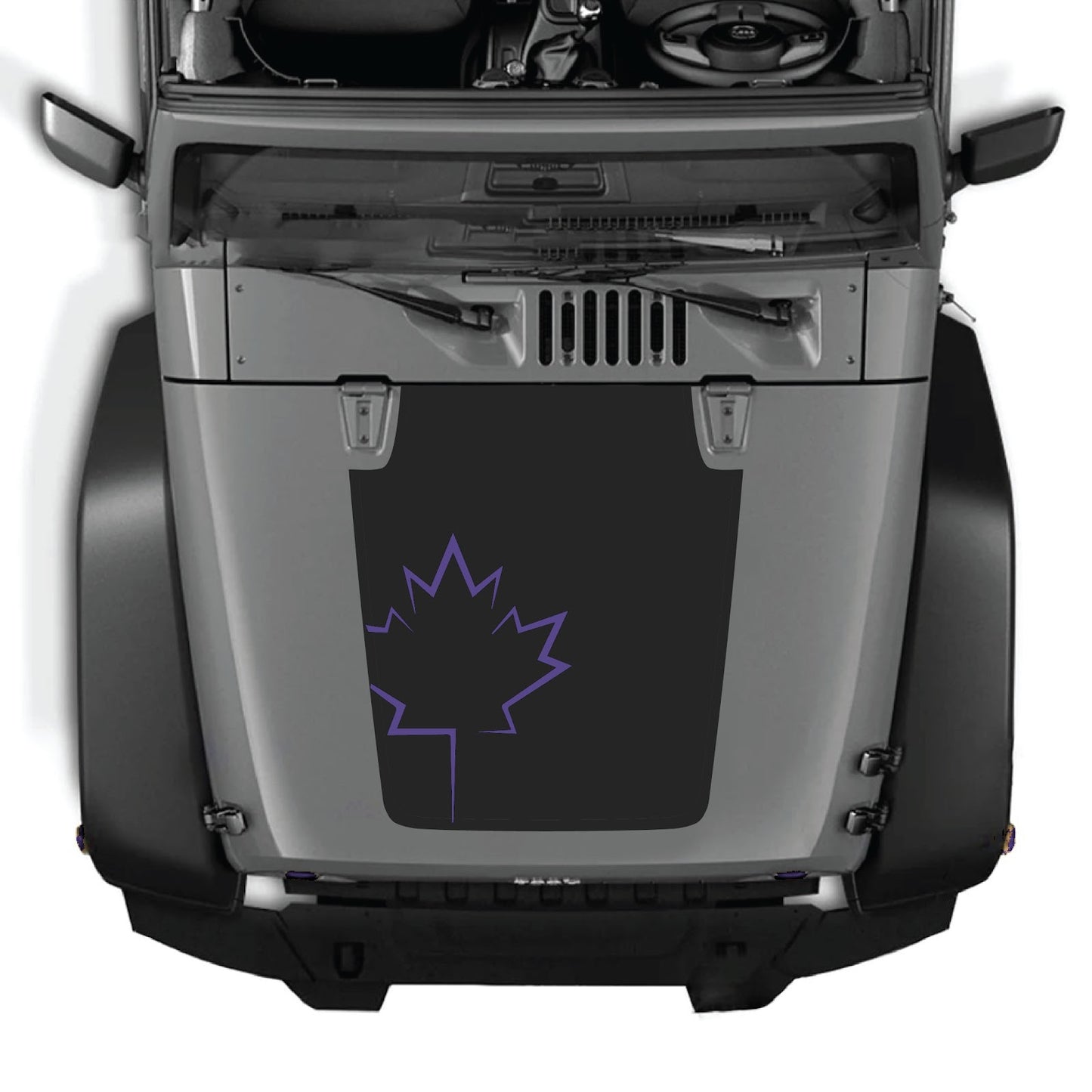 CarCode hood decal for Jeep Wrangler JK/JKU 2007-2018, style #09, featuring bold black graphic design on vehicle's hood.