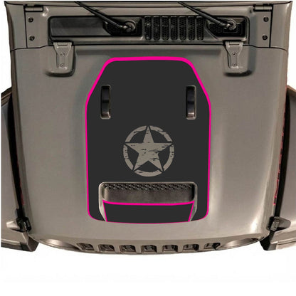 CarCode hood decal for Jeep Wrangler JL/JLU Rubicon 392 and JT Gladiator Mojave 2020-2026, style #91, shown on vehicle hood.