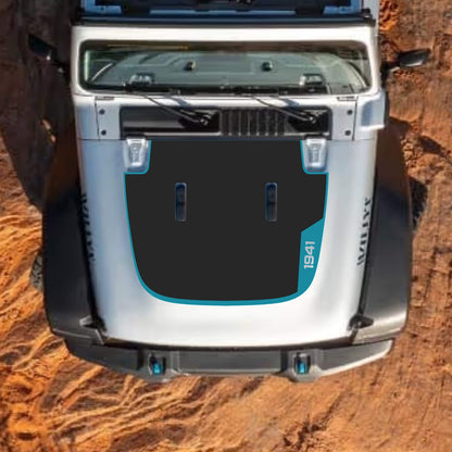 CarCode hood decal for Jeep Wrangler JL, JLU, Gladiator JT, stylish standard hood decal, 2018+ model, automotive decal graphic