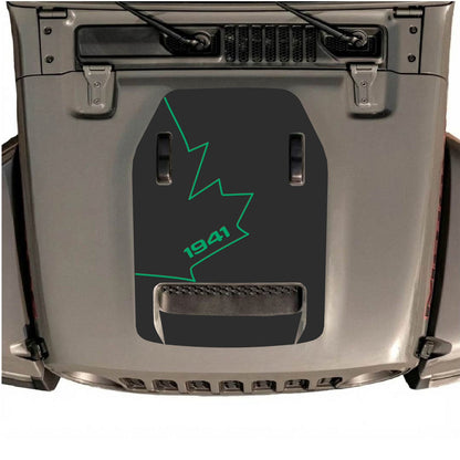 Jeep Wrangler JL/JLU Rubicon 392 and JT Gladiator Mojave hood decal by CarCode, style #26, featuring bold graphic design.