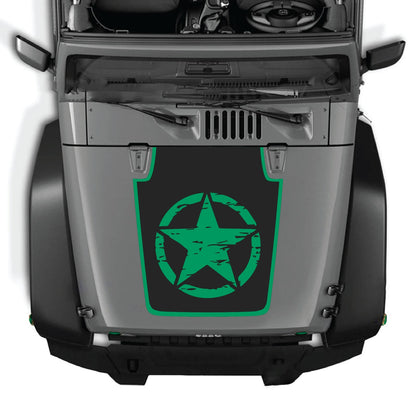 CarCode hood decal for Jeep Wrangler JK/JKU 2007-2018, style #29, black and grey graphic design on vehicle's hood.