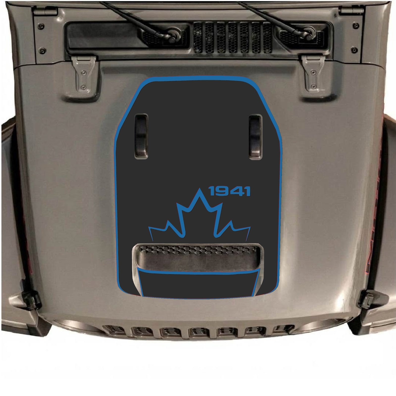 CarCode hood decal for Jeep Wrangler JL/JLU Rubicon 392 and Gladiator Mojave 2020-2026, style #17, shown on vehicle hood.