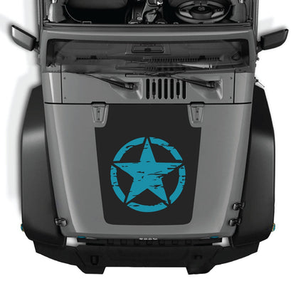 CarCode hood decal for Jeep Wrangler JK/JKU 2007-2018, style #25, shown on the vehicle's hood with bold black design.
