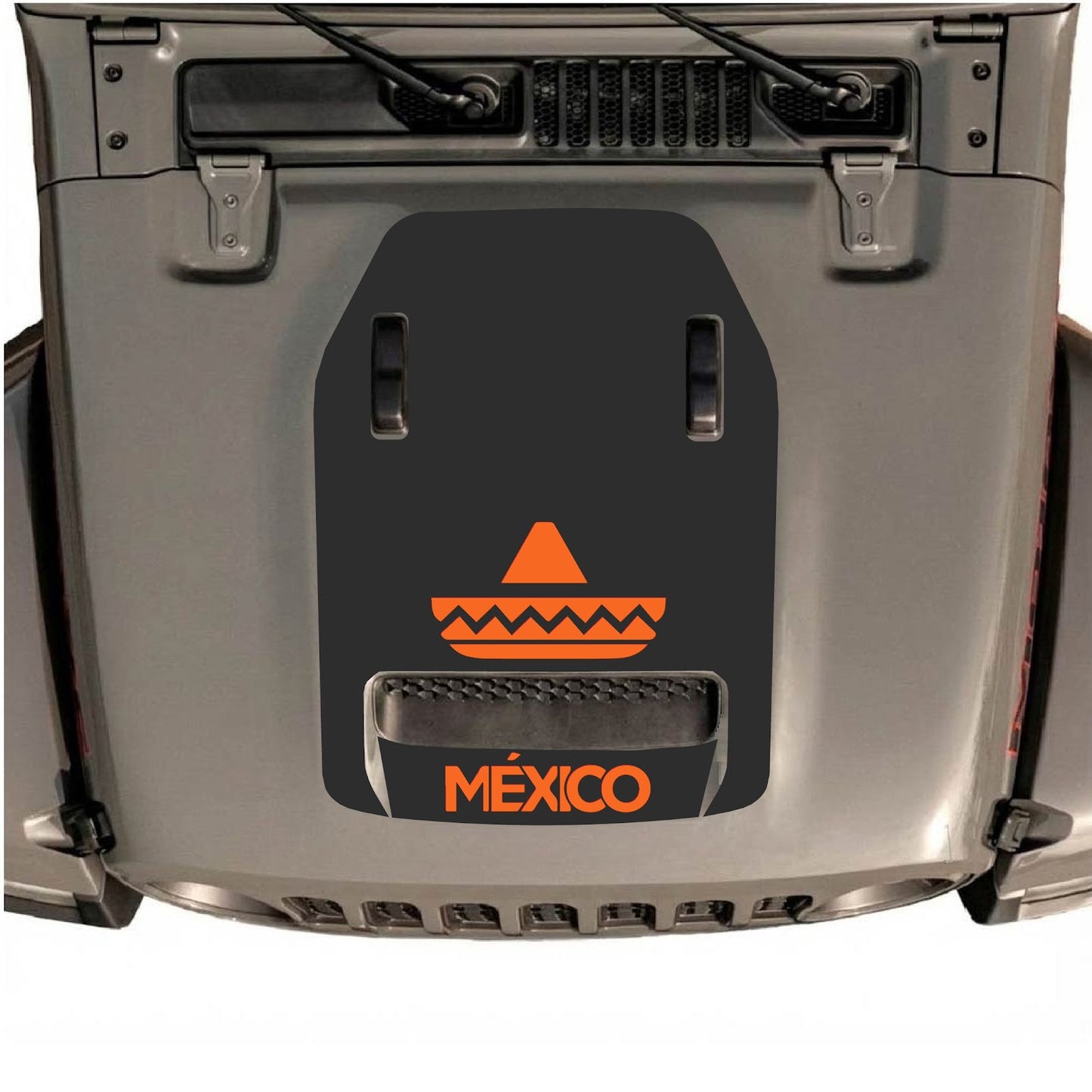 CarCode hood decal for Jeep Wrangler JL/JLU Rubicon 392 and JT Gladiator Mojave 2020-2026, style #16, shown on vehicle hood.