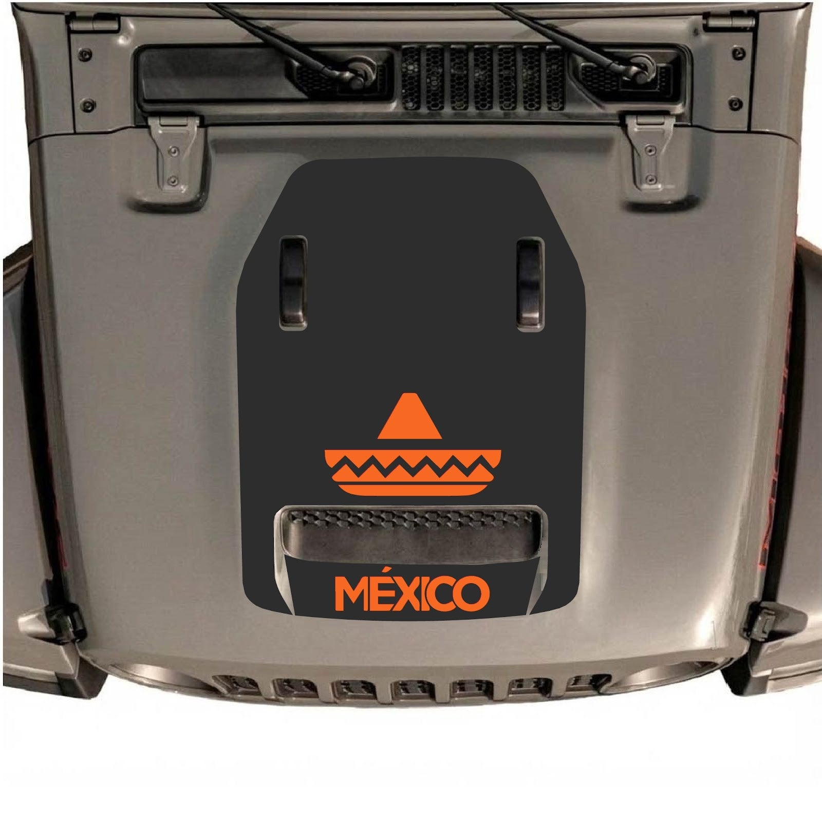 CarCode hood decal for Jeep Wrangler JL/JLU Rubicon 392 and JT Gladiator Mojave 2020-2026, style #16, shown on vehicle hood.