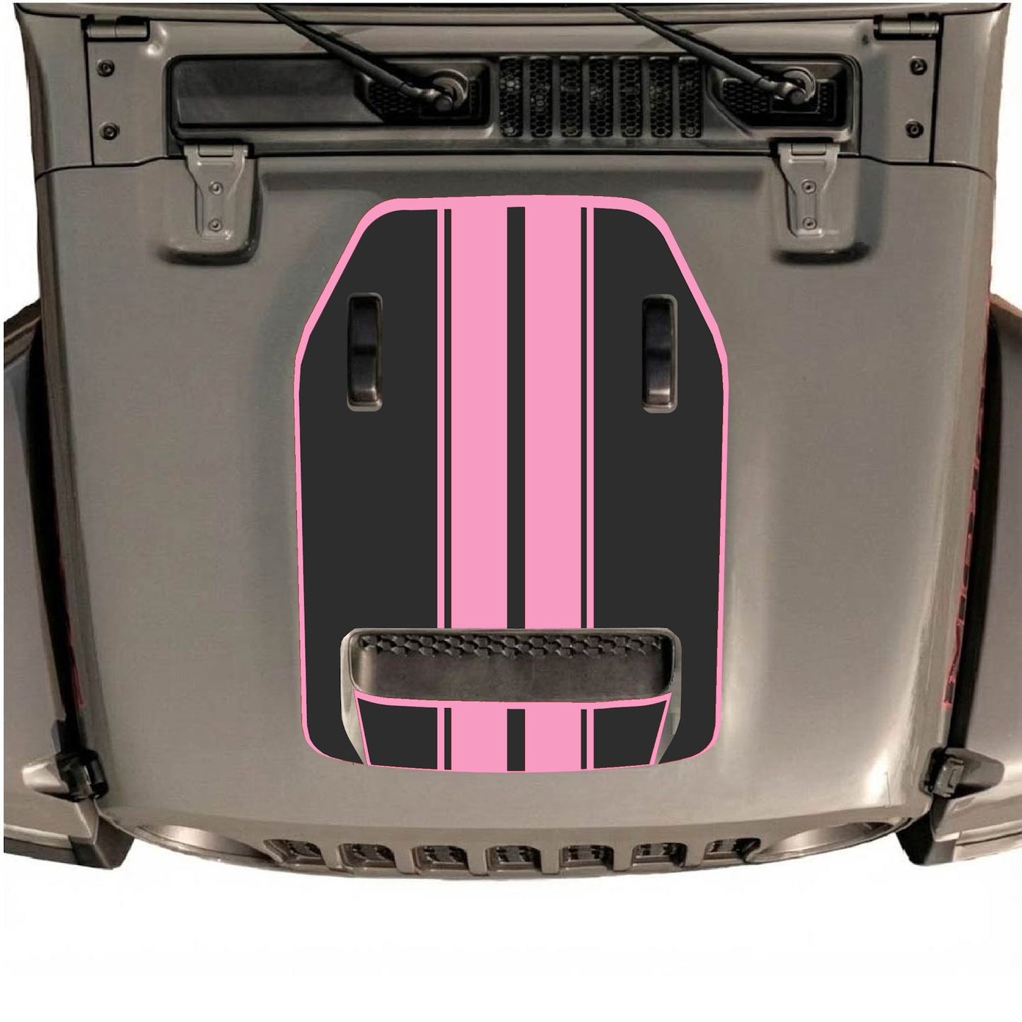 Jeep Wrangler JL/JLU Rubicon 392 and Gladiator Mojave hood decal by CarCode, style #11, featuring bold black graphic design