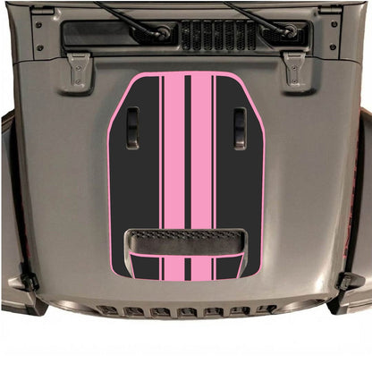 Jeep Wrangler JL/JLU Rubicon 392 and Gladiator Mojave hood decal by CarCode, style #11, featuring bold black graphic design