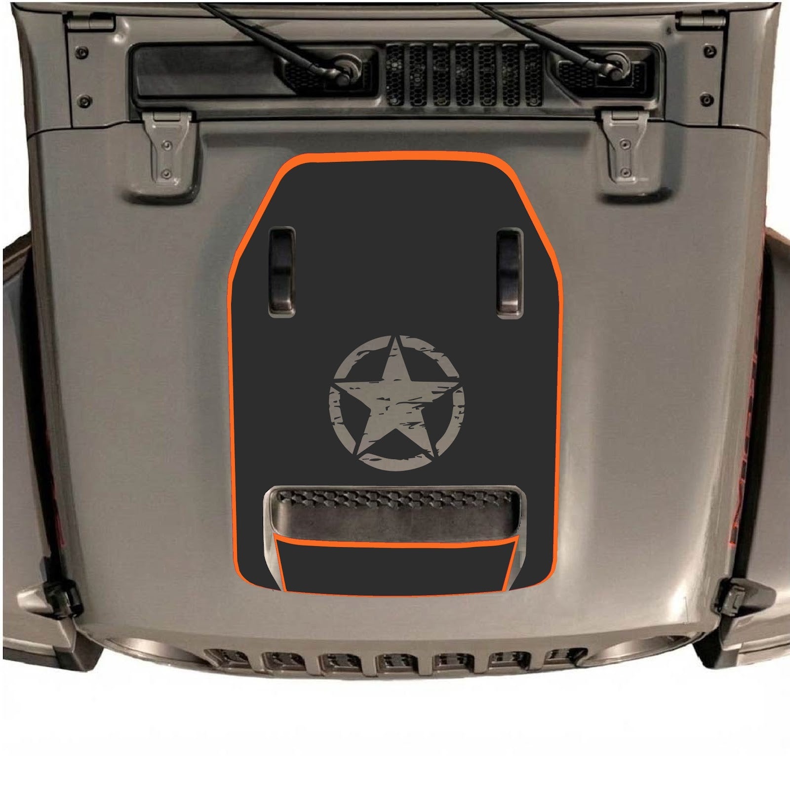 CarCode hood decal for Jeep Wrangler JL/JLU Rubicon 392 and JT Gladiator Mojave 2020-2026, stylish skull design on hood.