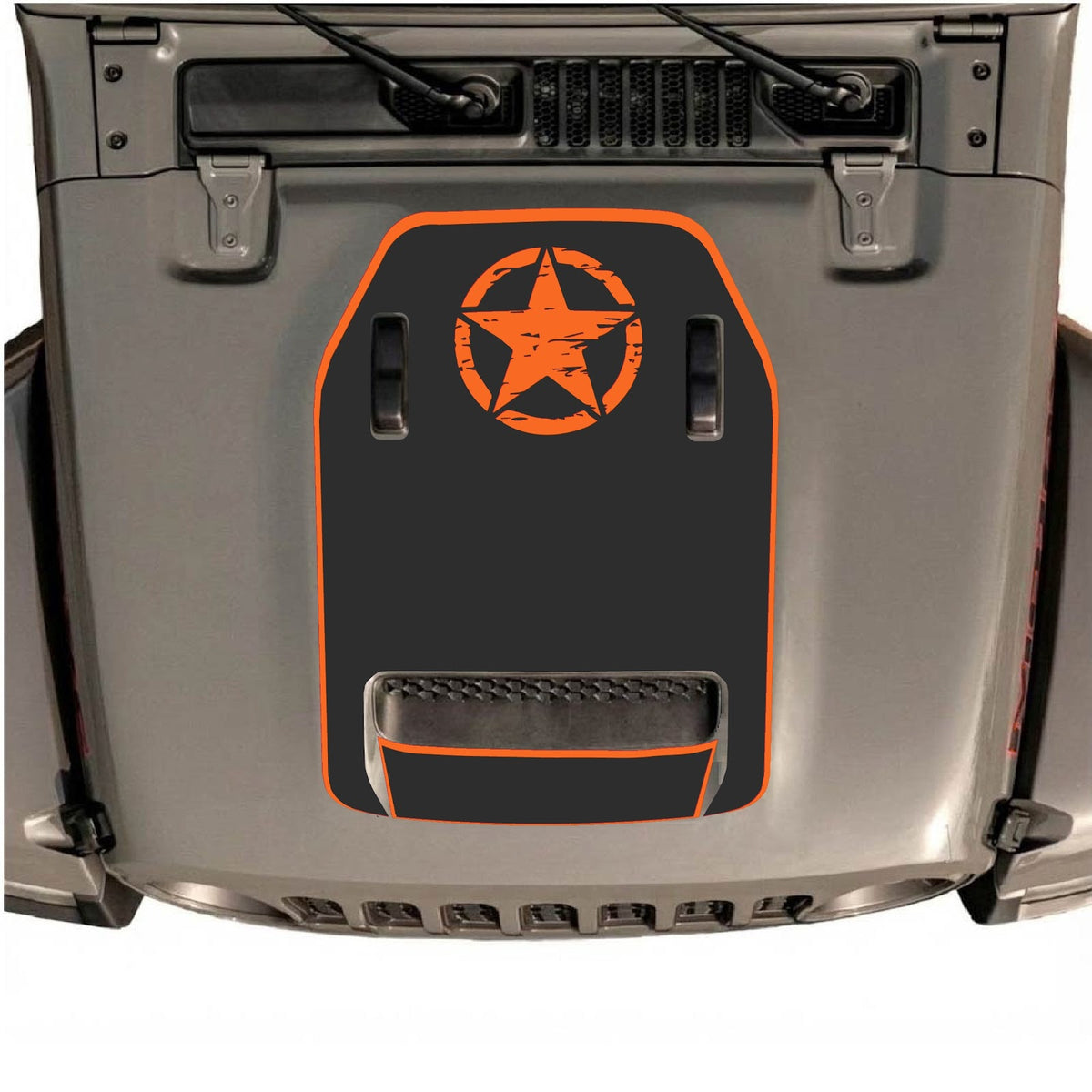 CarCode hood decal for Jeep Wrangler JL/JLU Rubicon 392 and JT Gladiator Mojave 2020-2026, style #41, shown on vehicle hood.