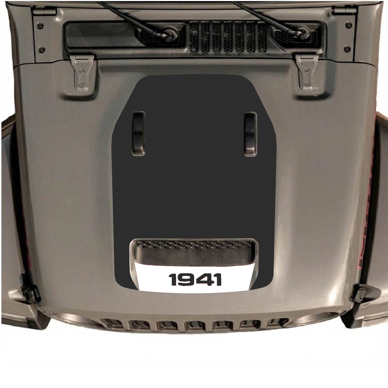 CarCode hood decal for Jeep Wrangler JL/JLU Rubicon 392 and JT Gladiator Mojave 2020-2026, style #64, shown on vehicle hood.