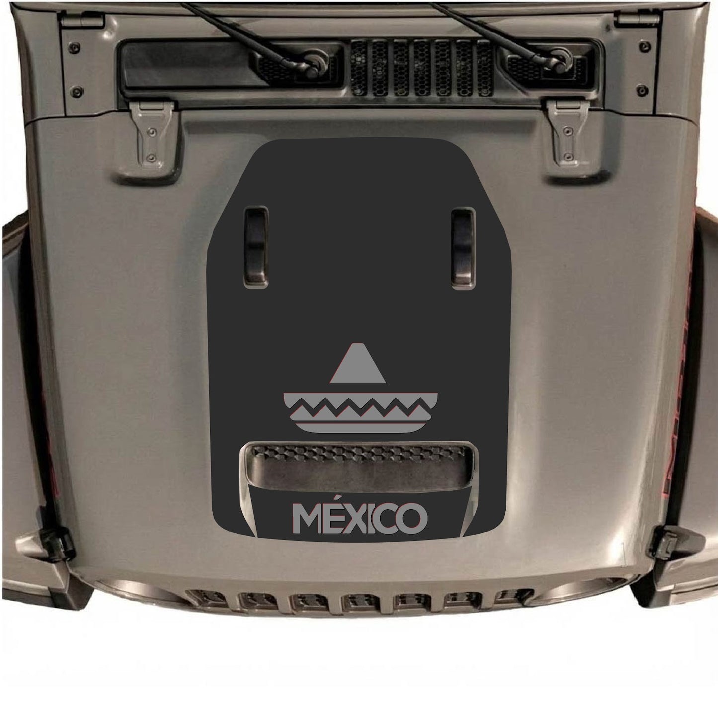 CarCode hood decal for Jeep Wrangler JL/JLU Rubicon 392 and JT Gladiator Mojave, style #16, shown on vehicle hood.